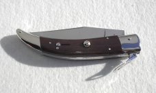 NOS A.G.A. CAMPOLIN 11" CATALANA FLAT GRIND, NICKEL SILVER BOLSTERS EXCOTIC BOKOTE WOOD SCALES
