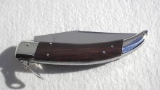 NOS A.G.A. CAMPOLIN 11" CATALANA FLAT GRIND, NICKEL SILVER BOLSTERS EXCOTIC BOKOTE WOOD SCALES