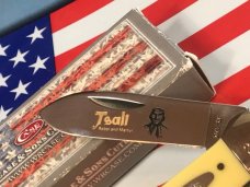 Case XX 1984 Single Blade Canoe w/ Tsali (Rebel & Martyr) Blade Etching & Derlin Yellow Handles -NOS Case XX 1984 Single Blade Canoe w/ Tsali (Rebel & Martyr) Blade Etching & Derlin Yellow Handles -NOS