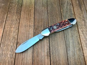 Hen and Rooster (Bertram Cutlery) Solingen German Made Brown Rope Jigged Bone Canoe