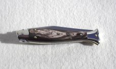 VINTAGE BELTRAME DARK HORN 20CM FISH STYLE ( PICKLOCK ) NICKEL SILVER BOLSTERS ITALIAN STILETTO 