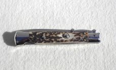 NEW OLD STOCK AUTO ITALIAN STILETTO 9" GENUINE STAG SWING GUARD LOCK BACK