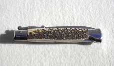 NEW OLD STOCK AUTO ITALIAN STILETTO 9" GENUINE STAG SWING GUARD LOCK BACK