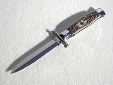 NEW OLD STOCK AUTO ITALIAN STILETTO 9" GENUINE STAG SWING GUARD LOCK BACK
