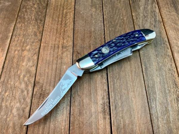 Hen and Rooster (Bertram Cutlery) Little Quarter Horse Sowbelly Stockman Blue Jigged Bone Gorgeous! Hen and Rooster (Bertram Cutlery) Little Quarter Horse Sowbelly Stockman Blue Jigged Bone Gorgeous!