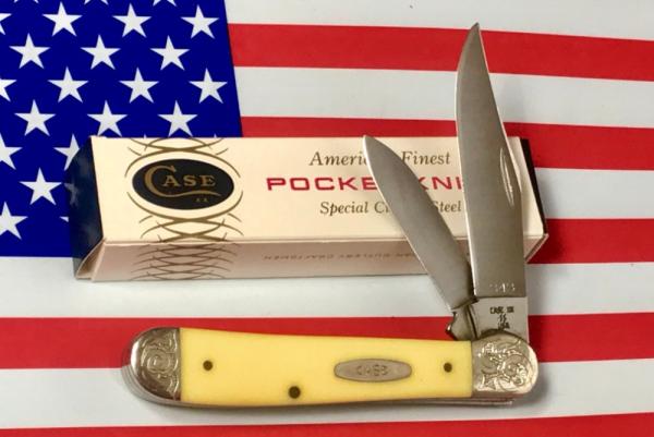 1989 Case xx Copperhead -Yellow Derlin Handles -Fancy Bolsters -Gold Mint Set -Mdl# 3249 -NOS & Mint 1989 Case xx Copperhead -Yellow Derlin Handles -Fancy Bolsters -Gold Mint Set -Mdl# 3249 -NOS & Mint