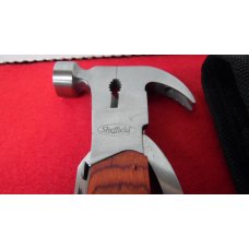 SHEFFIELD STAINLESS AND WOOD HAMMER MULTI-TOOL IN SHEATH UNUSED 11 USEFUL TOOLS FOR CAMPING OR HOME SHEFFIELD STAINLESS AND WOOD HAMMER MULTI-TOOL IN SHEATH UNUSED 11 USEFUL TOOLS FOR CAMPING OR HOME