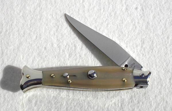 NOS BELTRAME GENUINE BLOND HORN 20CM FISH STYLE AUTO ( PICKLOCK ) ITALIAN STILETTO 