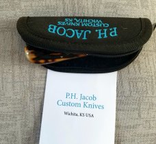 Phil Jacob Amber Stag Lanny Clip Knife,3.5" closed ,Cpm-154, pouch & coa, as good as it gets