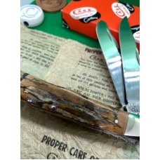 gorgeous case trapper with exotic mammoth ivory handles, near mint, fully worked gorgeous case trapper with exotic mammoth ivory handles, near mint, fully worked