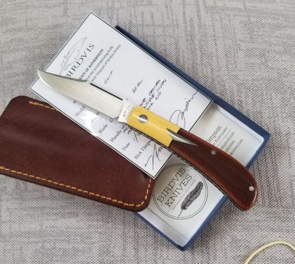 Birdvis Custom Lanny's Clip Knife,NEW, Westy & Cross cut Micarta,Cpm-154