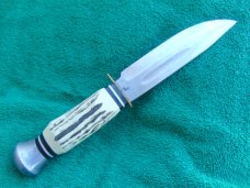 Vintage Voos, Schlieper - Fist w/3 Arrows Logo 6" Fixed Blade Knife w/Leather Sheath Made in Germany Vintage Voos, Schlieper - Fist w/3 Arrows Logo 6" Fixed Blade Knife w/Leather Sheath Made in Germany