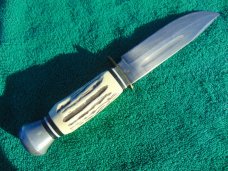 Vintage Voos, Schlieper - Fist w/3 Arrows Logo 6" Fixed Blade Knife w/Leather Sheath Made in Germany Vintage Voos, Schlieper - Fist w/3 Arrows Logo 6" Fixed Blade Knife w/Leather Sheath Made in Germany