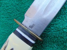 Vintage Voos, Schlieper - Fist w/3 Arrows Logo 6" Fixed Blade Knife w/Leather Sheath Made in Germany Vintage Voos, Schlieper - Fist w/3 Arrows Logo 6" Fixed Blade Knife w/Leather Sheath Made in Germany