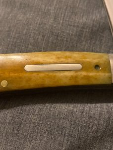 1995 Case XX USA 5 Dots 6240 SS Bone Handle Appaloossa Like Dog Leg Trapper With Two Blades 1995 Case XX USA 5 Dots 6240 SS Bone Handle Appaloossa Like Dog Leg Trapper With Two Blades