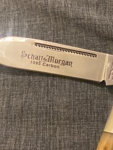 New Schatt & Morgan 1095 Carbone Single Blade Barlow Style Pocket Knife New Schatt & Morgan 1095 Carbone Single Blade Barlow Style Pocket Knife