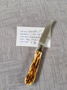 Bobby Toole Custom Mammoth Ivory Lambsfoot Knife, New, CPM-154 ,3 75" closed Bobby Toole Custom Mammoth Ivory Lambsfoot Knife, New, CPM-154 ,3 75" closed