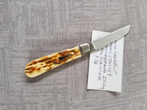 Bobby Toole Custom Mammoth Ivory Lambsfoot Knife, New, CPM-154 ,3 75" closed 