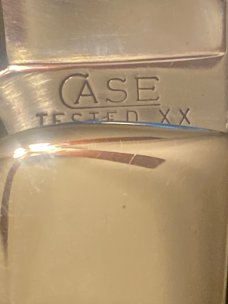 Case Tested XX 1992 Tested XX 71072 Swamp Moss Celluloid Bulldog Clasp In Wooden Box With Red Letter Case Tested XX 1992 Tested XX 71072 Swamp Moss Celluloid Bulldog Clasp In Wooden Box With Red Letter