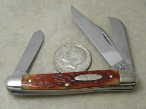 Case XX 6347 HP 1940-64 Red Late Rogers Bone Stockman Knife