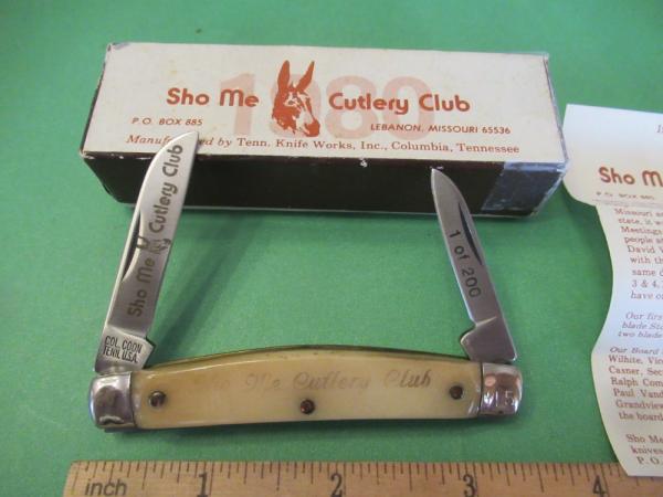 Colonel Coon 1980 White Bone Half Congress  Made for The Sho Me Cutlery  Club 
