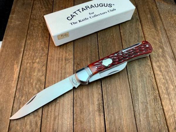 Cattaraugus Cutlery (A.G. Russell) 2 Blade Folding Hunter Brown Jigged Bone Seki Japan Made