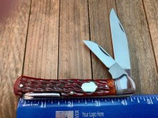 Cattaraugus Cutlery (A.G. Russell) 2 Blade Folding Hunter Brown Jigged Bone Seki Japan Made