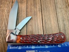 Cattaraugus Cutlery (A.G. Russell) 2 Blade Folding Hunter Brown Jigged Bone Seki Japan Made