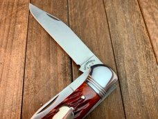 Cattaraugus Cutlery (A.G. Russell) 2 Blade Folding Hunter Brown Jigged Bone Seki Japan Made