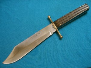 KABAR KA-BAR 1210 USA J BOWIE FIXED BLADE HUNTING SKINNING KNIFE KNIVES SHEATH VINTAGE OLD
