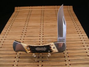 SCHRADE UNCLE HENRY USA LB8 PAPA BEAR VINTAGE LARGE LOCK BACK NICKEL SILVER POCKET KNIFE NICE UNUSED