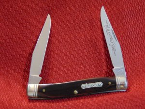 HERITAGE SCHRADE NY. USA MUSKRAT GREEN BONE ETCHED BLADE 1985