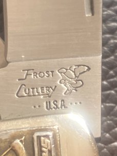 Vintage Frost Cutlery / Snap On Tools Super Fat & Gnarly Stag Trapper With Two Blades 
