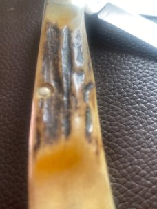 Vintage Frost Cutlery / Snap On Tools Super Fat & Gnarly Stag Trapper With Two Blades 