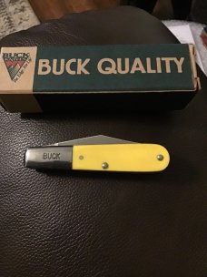 VINTAGE NEW RARE BUCK USA BARLOW YELLOW HANDLE WITH TWO BLADES BRAND NEW IN THE BOX VINTAGE NEW RARE BUCK USA BARLOW YELLOW HANDLE WITH TWO BLADES BRAND NEW IN THE BOX