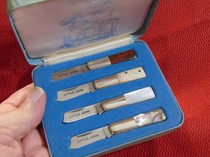  PARKER CUT. CO. SET 4 OF LITTLE JOHN MINIATURE ONE ARM KNIVES 
