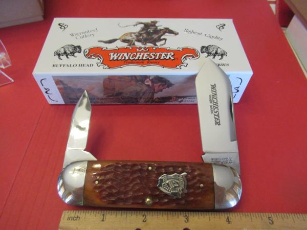 Winchester Buffalo Head Series Burnt Orange Bone Pattern # 18 29110BH