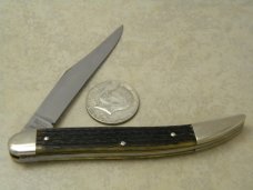 Bulldog Brand Germany Bone "Long Horn" Etch Large Toothpick Knife c.1993