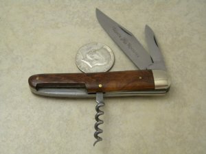 Fight'n Rooster Solingen Germany Wood Champagne Cork Screw Knife 