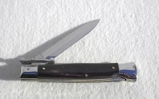NEW OLD STOCK ITALIAN STILETTO 9" GENUINE BRAZILIAN HORN SWING GUARD LOCK BACK KNIFE