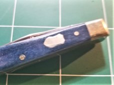 Bulldog Brand Knife Blue Giraffe Bone "1 of 10" PROTOTYPE Baby Mini Trapper Bulldog Brand Knife Blue Giraffe Bone "1 of 10" PROTOTYPE Baby Mini Trapper