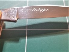 Bulldog Brand Knife Blue Giraffe Bone "1 of 10" PROTOTYPE Baby Mini Trapper Bulldog Brand Knife Blue Giraffe Bone "1 of 10" PROTOTYPE Baby Mini Trapper