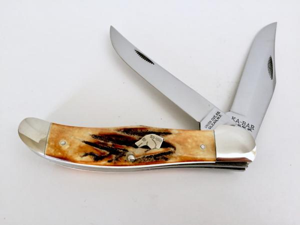 Vintage Kabar Stag Dogs Head 1977 Folding Hunter