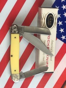 1989 Case xx Stockman Knife w/ Yellow Derlin Handles -Fancy Bolsters -Gold Mint Set -Mdl# 3347 1989 Case xx Stockman Knife w/ Yellow Derlin Handles -Fancy Bolsters -Gold Mint Set -Mdl# 3347