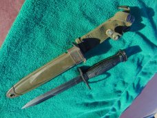 Vietnam War Era MILPAR M7Bayonet Knife w M8A1 Scabbard. Military Blade