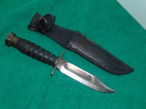 70's Camillus NY Military pilot Survival fighting knife 2-1978 W/ Leather Sheath
