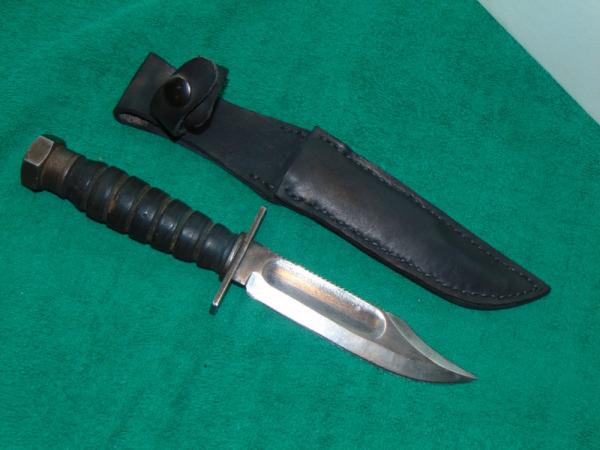 70's Camillus NY Military pilot Survival fighting knife 2-1978 W/ Leather Sheath