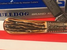 Vint Bulldog Brand HAND MADE, 2 Blade "Bright Leaf North Carolina" Barlow w/ Great Deer Stag Handles Vint Bulldog Brand HAND MADE, 2 Blade "Bright Leaf North Carolina" Barlow w/ Great Deer Stag Handles