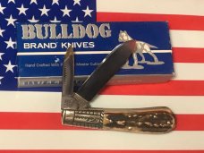 Vint Bulldog Brand HAND MADE, 2 Blade "Bright Leaf North Carolina" Barlow w/ Great Deer Stag Handles Vint Bulldog Brand HAND MADE, 2 Blade "Bright Leaf North Carolina" Barlow w/ Great Deer Stag Handles