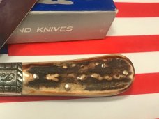 Vint Bulldog Brand HAND MADE, 2 Blade "Bright Leaf North Carolina" Barlow w/ Great Deer Stag Handles Vint Bulldog Brand HAND MADE, 2 Blade "Bright Leaf North Carolina" Barlow w/ Great Deer Stag Handles